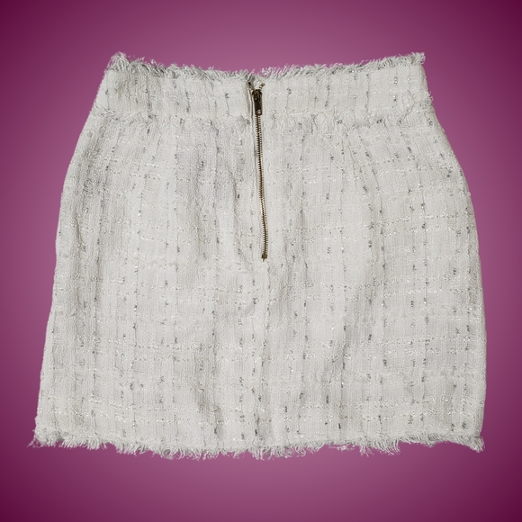 WALTER BAKER Dalia Tweed Mini Skirt 10 Elite Tweed Silver Metallic Gold Buttons - Picture 4 of 6